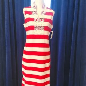 Charter Club Red and White Halter Sheath Dress